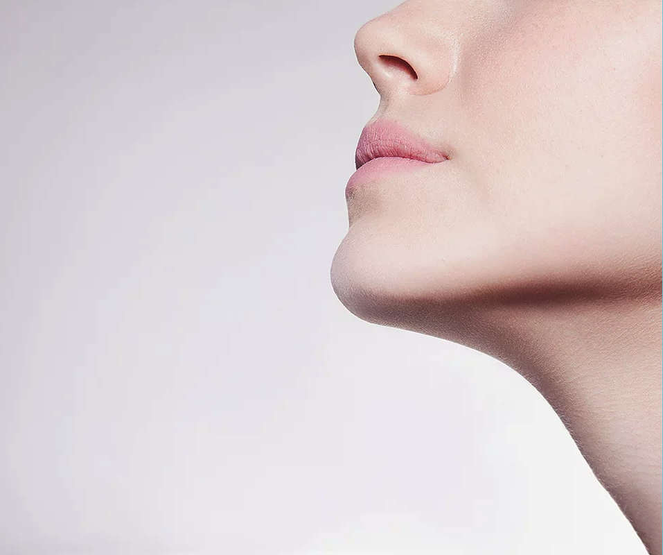 Woman's chin after receiving skin treatment